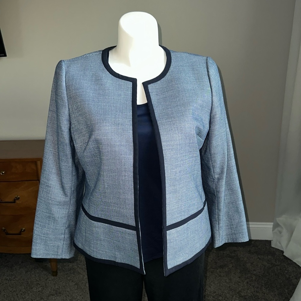 Talbots blue trim blazer size 14